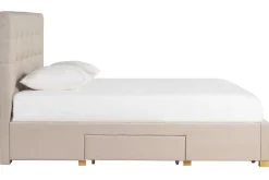 Lit tiroirs 2 places 160x200 cm en tissu beige RENO