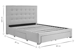 Lit tiroirs 2 places 160x200 cm en tissu beige RENO