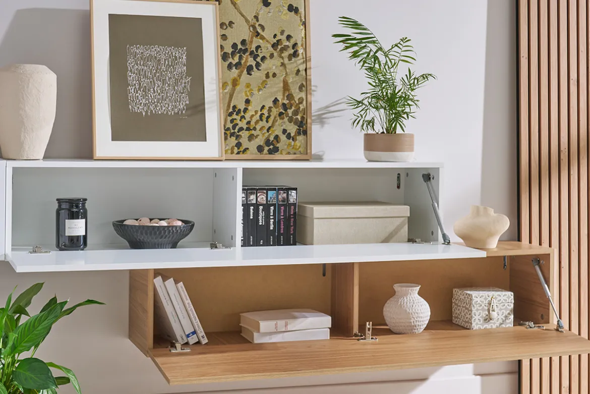 Élément mural TV horizontal blanc laqué brillant L137.5 cm ETERNEL