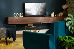 Élément mural TV horizontal finition bois foncé noyer L137.5 cm ETERNEL