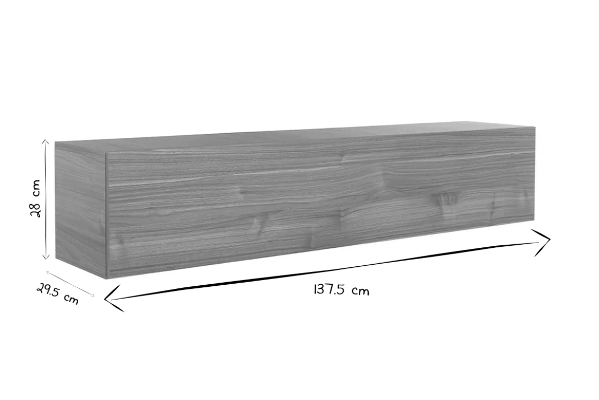 Élément mural TV horizontal finition bois foncé noyer L137.5 cm ETERNEL