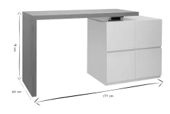 îlot - table de bar modulable avec rangement blanc mat et bois clair chêne L140-177 cm MAX