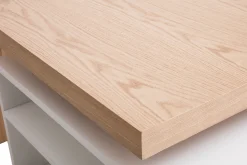 îlot - table de bar modulable avec rangement blanc mat et bois clair chêne L140-177 cm MAX