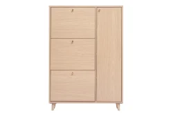 Meuble à chaussures finition bois clair chêne et métal doré L90 cm SILVESTRE