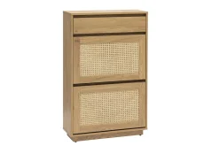 Meuble à chaussures finition bois clair chêne et cannage rotin L70 cm ALICANTE