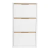 Meuble à chaussures 3 portes finition blanc laqué brillant L68 cm KIRK