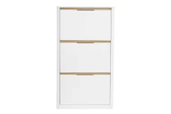 Meuble à chaussures 3 portes finition blanc laqué brillant L68 cm KIRK