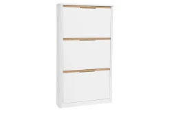 Meuble à chaussures 3 portes finition blanc laqué brillant L68 cm KIRK
