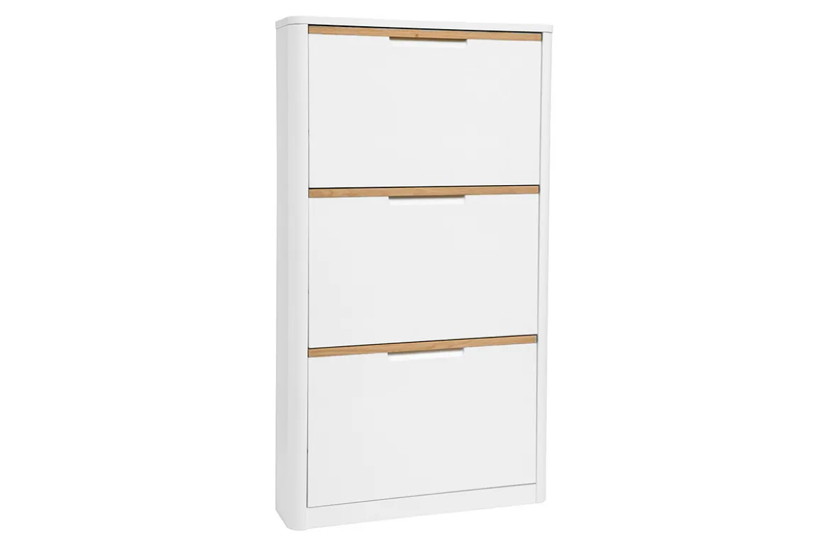 Meuble à chaussures 3 portes finition blanc laqué brillant L68 cm KIRK