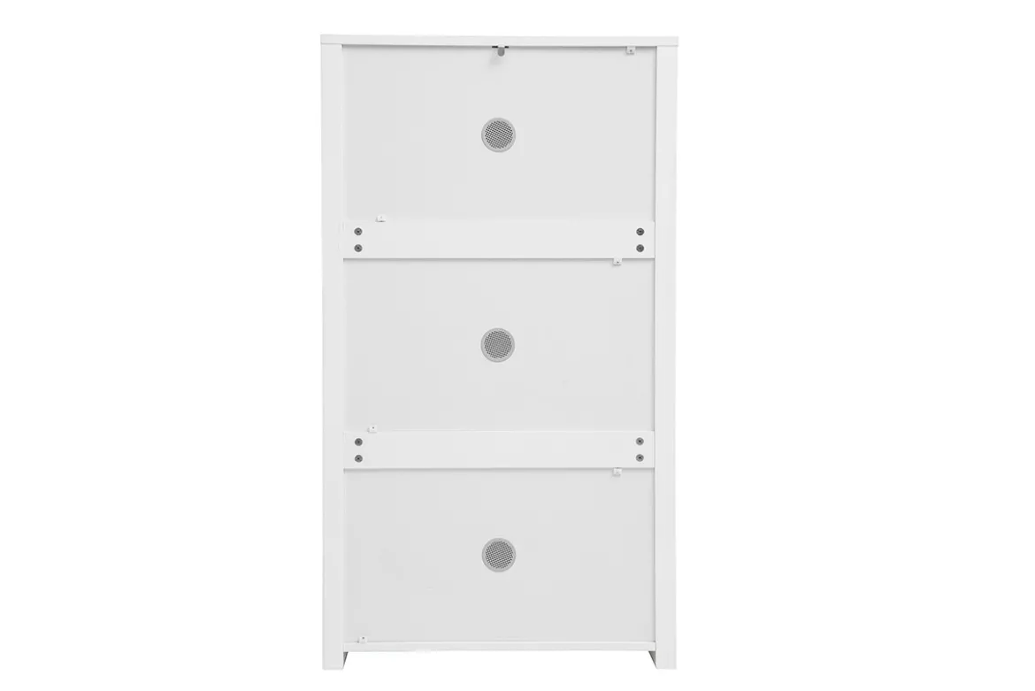 Meuble à chaussures 3 portes finition blanc laqué brillant L68 cm KIRK