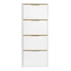 Meuble à chaussures 4 portes finition blanc laqué brillant L68 cm KIRK