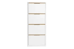 Meuble à chaussures 4 portes finition blanc laqué brillant L68 cm KIRK