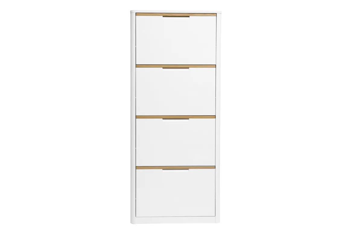 Meuble à chaussures 4 portes finition blanc laqué brillant L68 cm KIRK