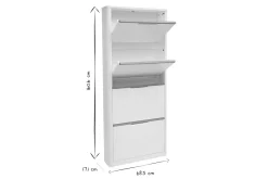 Meuble à chaussures 4 portes finition blanc laqué brillant L68 cm KIRK