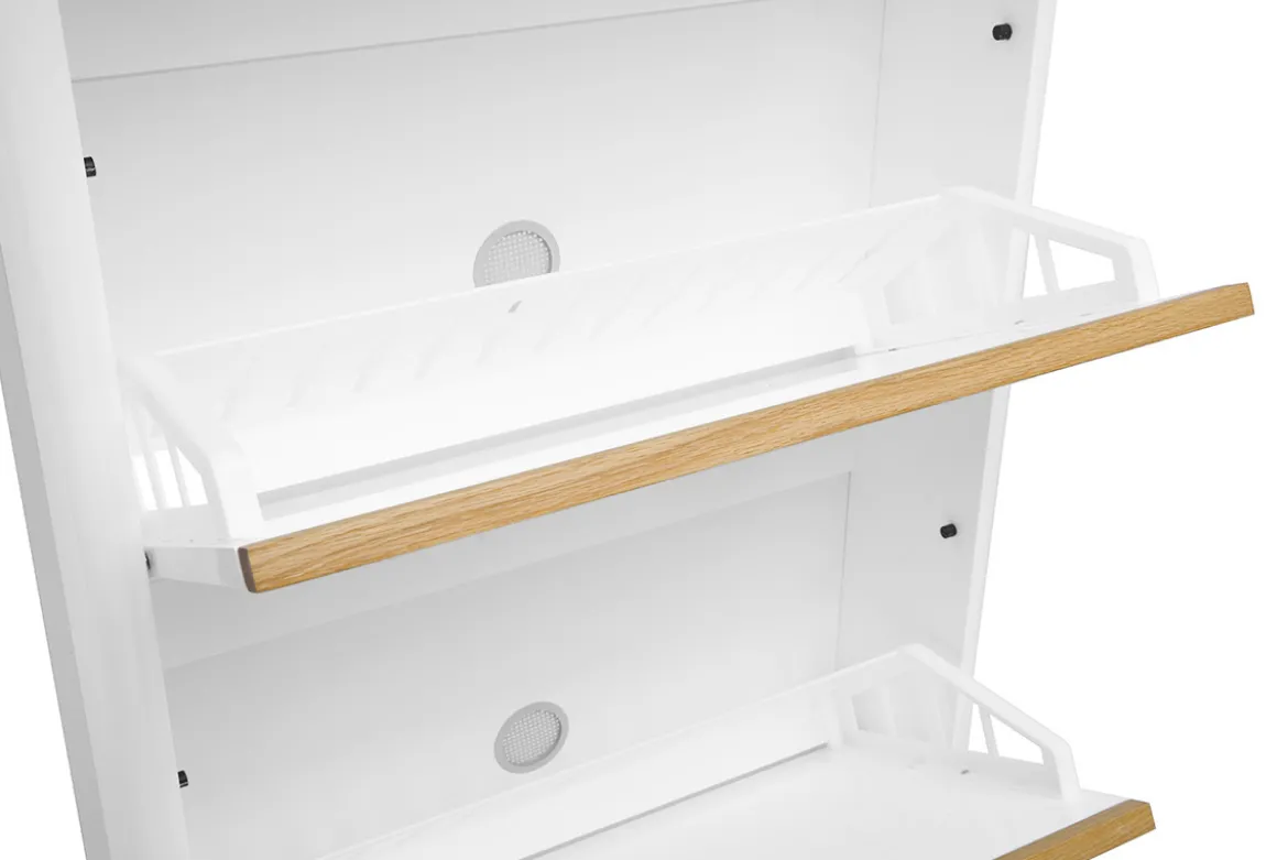 Meuble à chaussures 4 portes finition blanc laqué brillant L68 cm KIRK