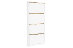 Meuble à chaussures 4 portes finition blanc laqué brillant L68 cm KIRK
