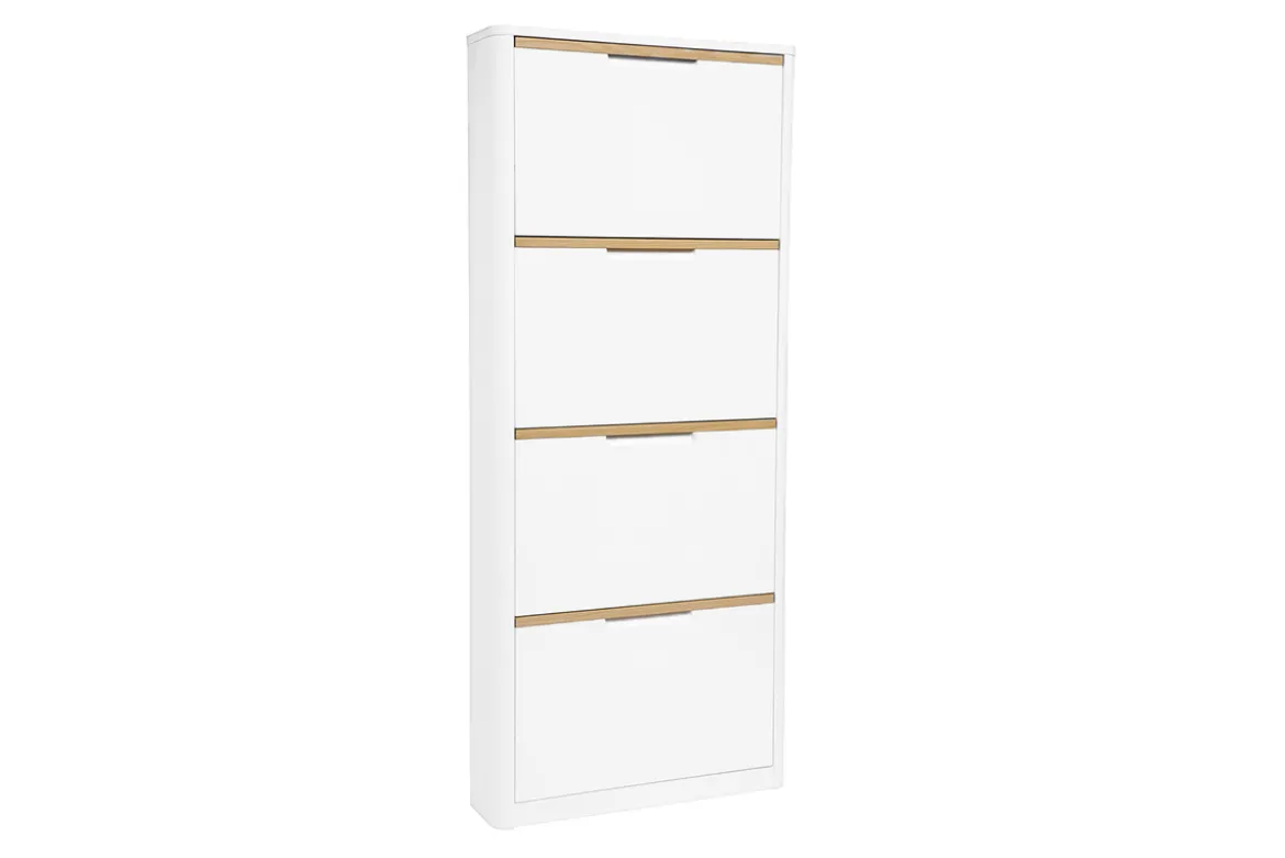 Meuble à chaussures 4 portes finition blanc laqué brillant L68 cm KIRK