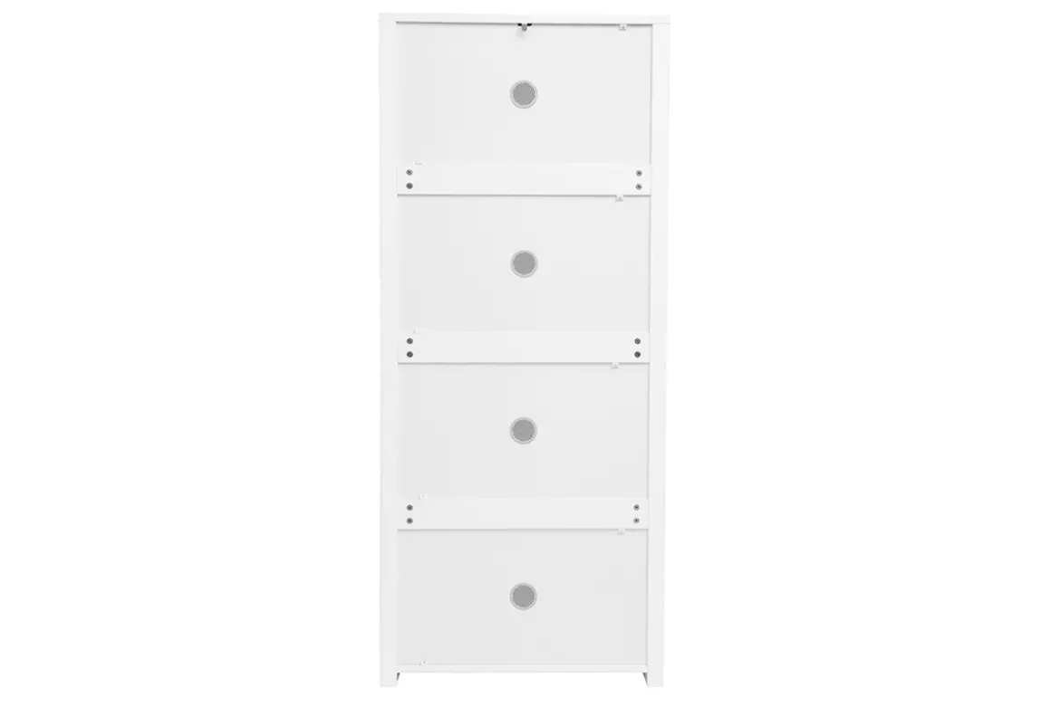 Meuble à chaussures 4 portes finition blanc laqué brillant L68 cm KIRK