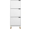 Meuble à chaussures scandinave blanc et bois 3 casiers L47 cm MITRAA