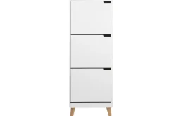 Meuble à chaussures scandinave blanc et bois 3 casiers L47 cm MITRAA