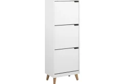 Meuble à chaussures scandinave blanc et bois 3 casiers L47 cm MITRAA