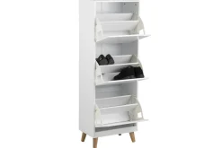 Meuble à chaussures scandinave blanc et bois 3 casiers L47 cm MITRAA