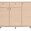 Meuble d'entrée - meuble de rangements à chaussures finition bois clair chêne et métal doré L110 cm SILVESTRE