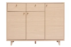 Meuble d'entrée - meuble de rangements à chaussures finition bois clair chêne et métal doré L110 cm SILVESTRE