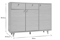 Meuble d'entrée - meuble de rangements à chaussures finition bois clair chêne et métal doré L110 cm SILVESTRE