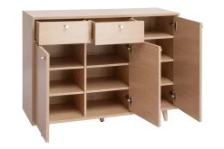 Meuble d'entrée - meuble de rangements à chaussures finition bois clair chêne et métal doré L110 cm SILVESTRE