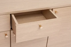 Meuble d'entrée - meuble de rangements à chaussures finition bois clair chêne et métal doré L110 cm SILVESTRE