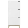 Meuble de rangement haut blanc et bois clair 3 portes L60 cm LEENA