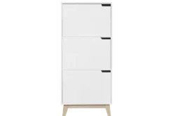 Meuble de rangement haut blanc et bois clair 3 portes L60 cm LEENA
