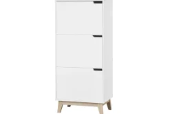 Meuble de rangement haut blanc et bois clair 3 portes L60 cm LEENA