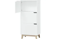 Meuble de rangement haut blanc et bois clair 3 portes L60 cm LEENA