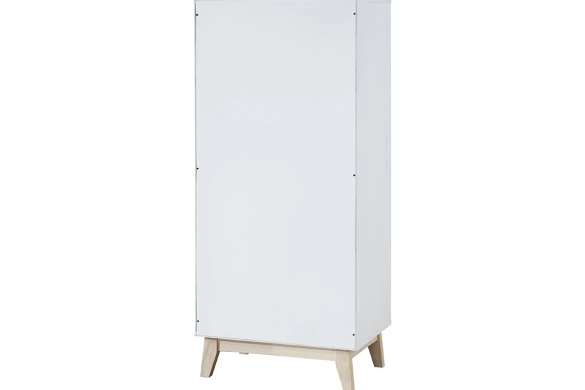 Meuble de rangement haut blanc et bois clair 3 portes L60 cm LEENA