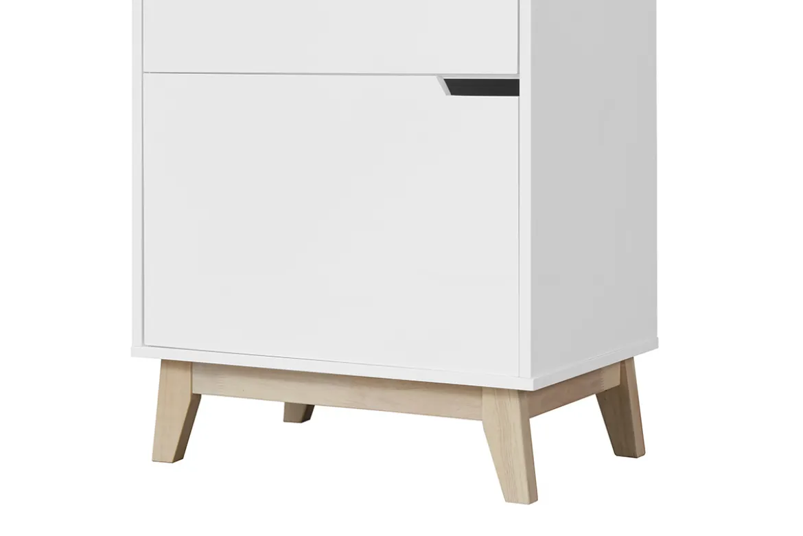 Meuble de rangement haut blanc et bois clair 3 portes L60 cm LEENA