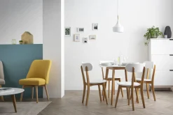 Meuble de rangement haut blanc et bois clair 3 portes L60 cm LEENA