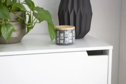Meuble de rangement haut blanc et bois clair 3 portes L60 cm LEENA