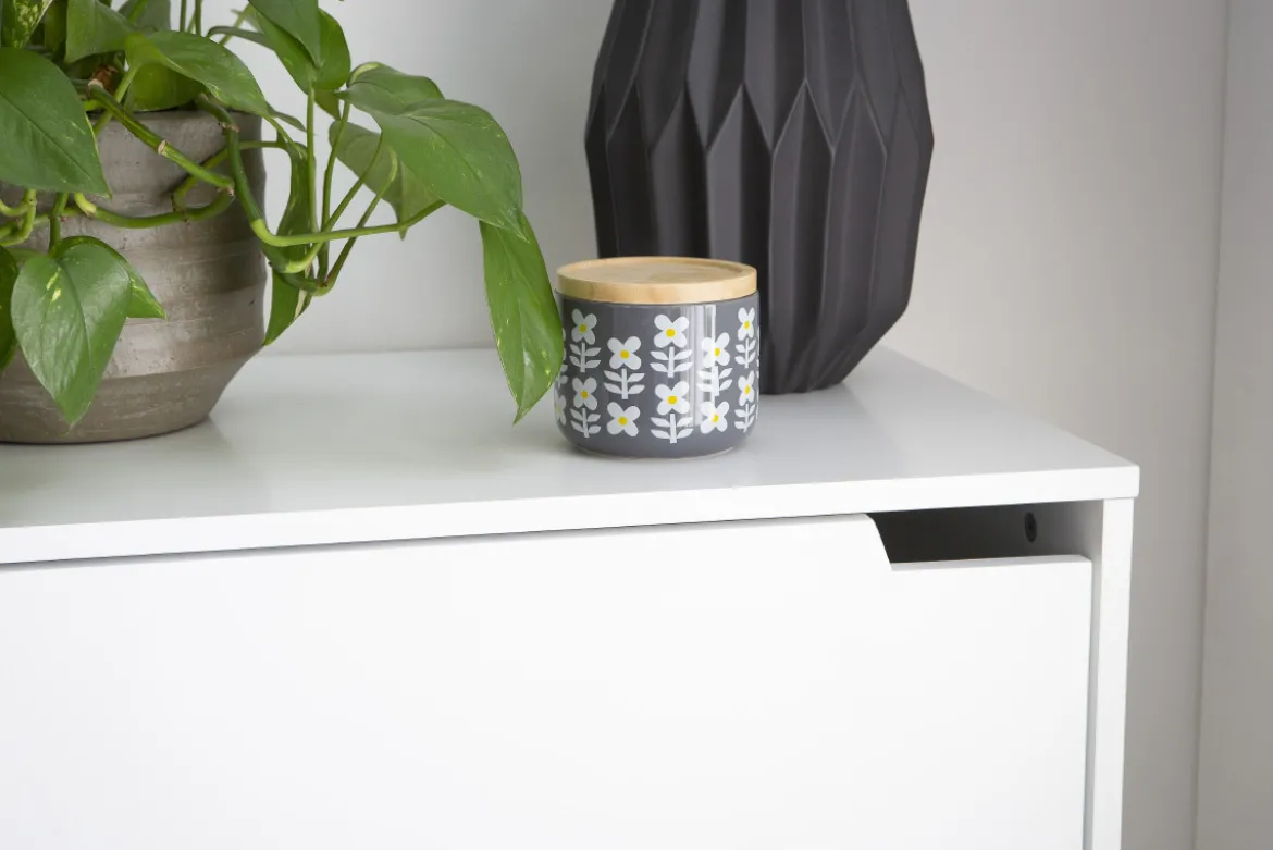Meuble de rangement haut blanc et bois clair 3 portes L60 cm LEENA