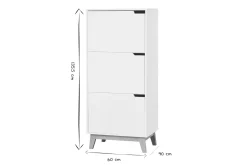 Meuble de rangement haut blanc et bois clair 3 portes L60 cm LEENA