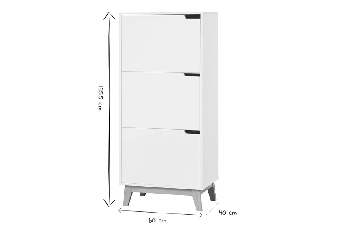 Meuble de rangement haut blanc et bois clair 3 portes L60 cm LEENA