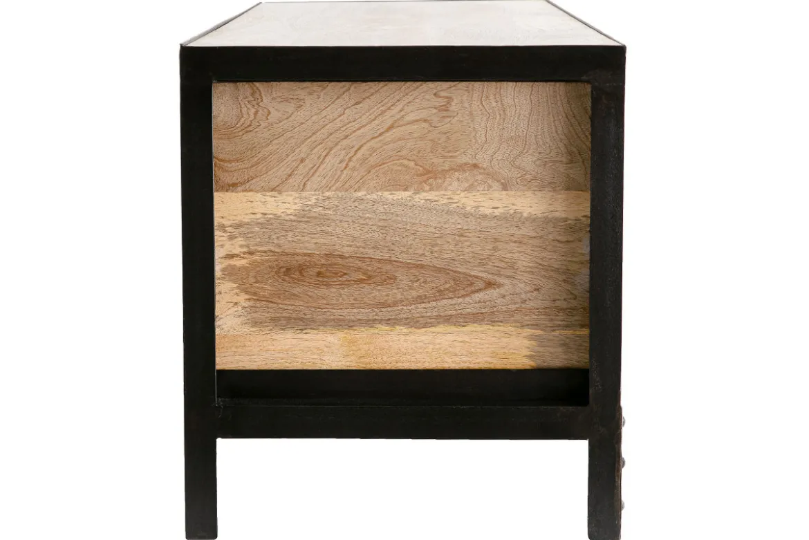 Meuble de rangement industriel en bois manguier massif et métal noir 3 tiroirs L100 cm ATELIER