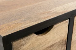 Meuble de rangement industriel en bois manguier massif et métal noir 3 tiroirs L100 cm ATELIER