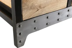 Meuble de rangement industriel en bois manguier massif et métal noir 3 tiroirs L100 cm ATELIER