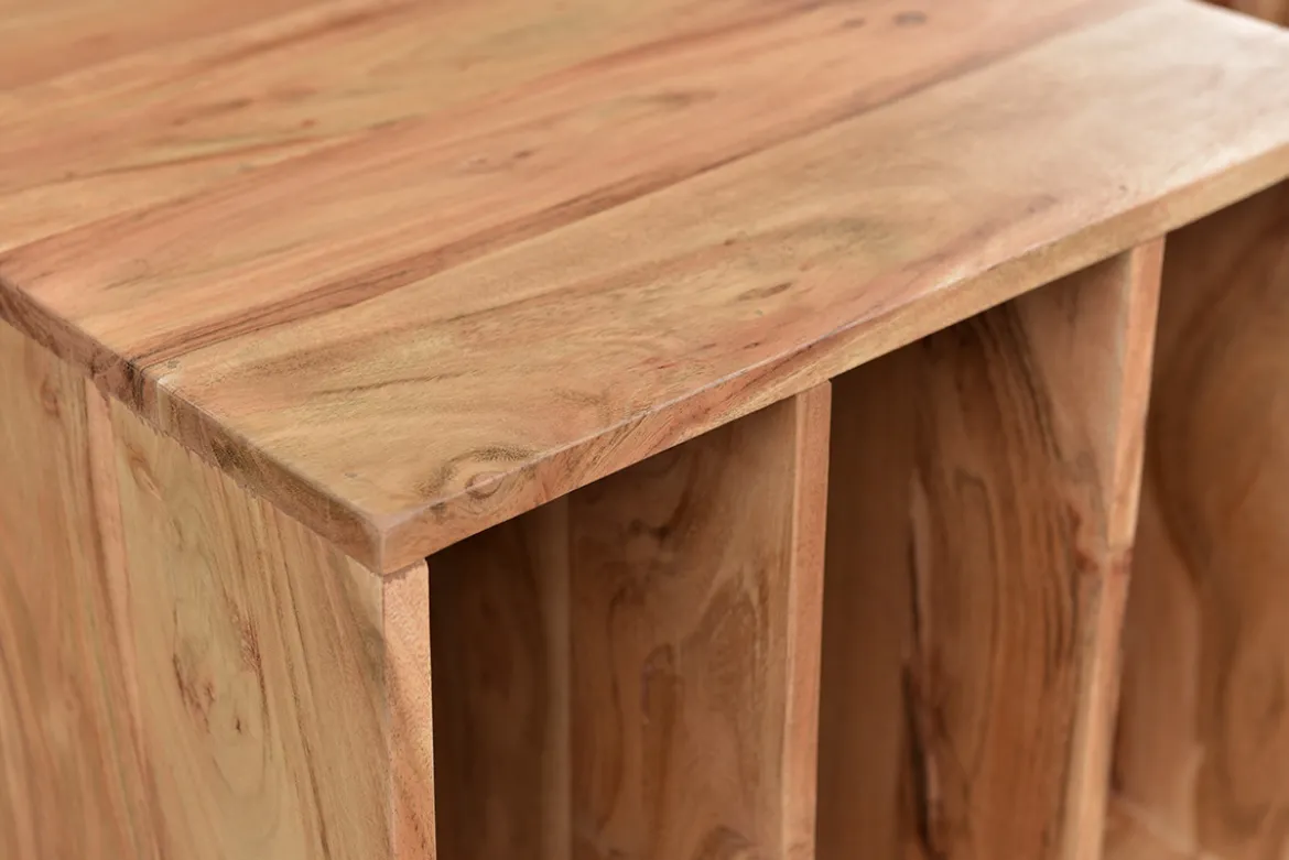 Meuble de rangement vinyles en bois massif L65 cm VIRGILE