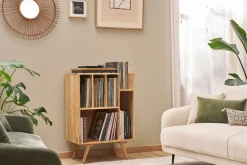 Meuble de rangement vinyles en bois massif L65 cm VIRGILE