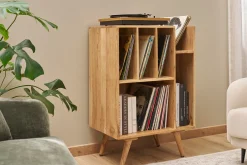 Meuble de rangement vinyles en bois massif L65 cm VIRGILE