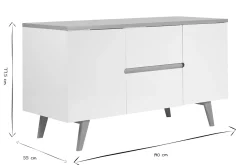 Meuble de salle de bain blanc laqué brillant et finition bois clair L140 cm MELKA