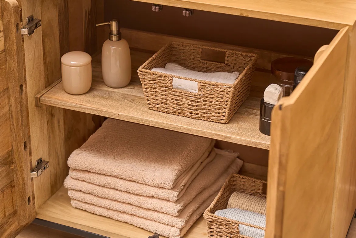 Meuble de salle de bain en bois manguier massif L80 cm YPSTER